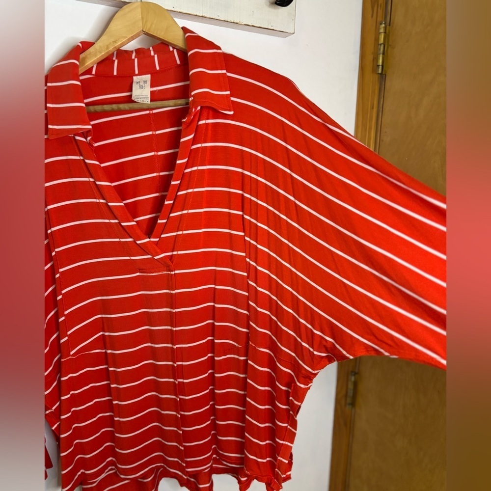 We The Free Can’t Fool Me Red and White Striped Blouse M - Picture 6 of 9